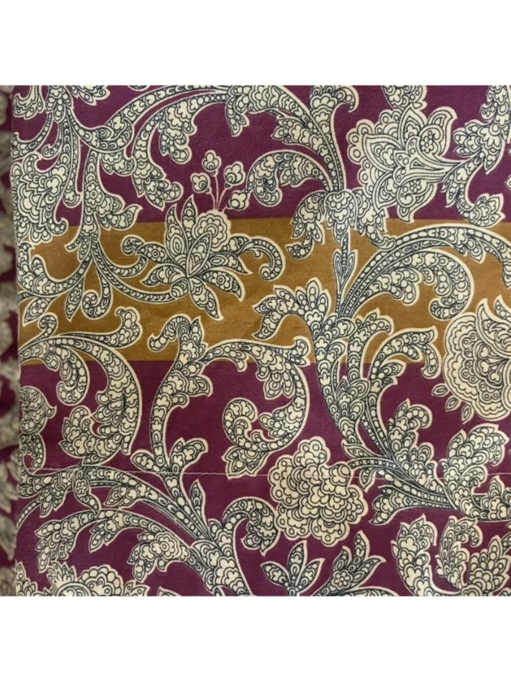 Vintage Dan River Standard Pillowcases (2) Bohemian Paisley Burgundy & Gold